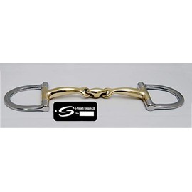S-Products EQUESTRIAN D-RING CURVED MOUTHPIECE DOUBLE JOINTED LOZENGE HORSE SNAFFLE BIT (6.0")