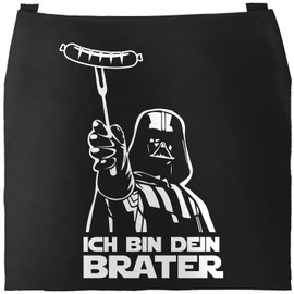 MoonWorks® BBQ Apron for Men with Saying “Ich Bin Dein Brater” Cotton Apron Cooking Apron Barbecue BBQ Meat Summer, Brater Black