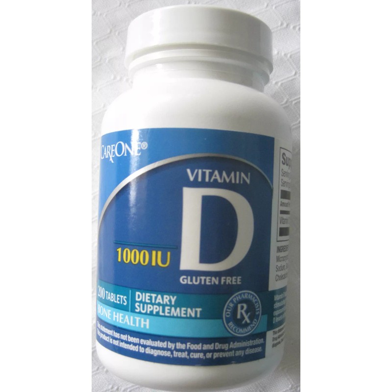 CareOne Vitamin D 1000 IU 200tbl, gluten free 1000 IU