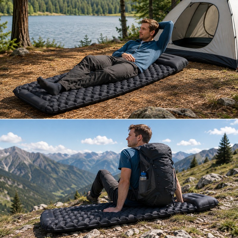 Inflatable Camping Sleeping Pad for Outdoor Rest – Built-In Foot