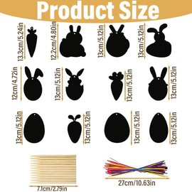 AWOGIPD Pack of 24 Scratch Pictures, Easter Scratch Pictures, Easter Egg Bunny Chick Shape with Ribbons Scratch Pen, Magic Colourful Rainbow Scratch Paper Card Scratch Crafts