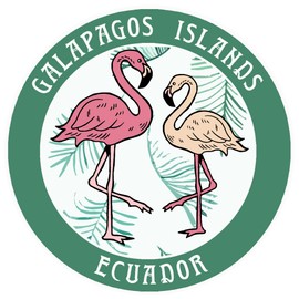 Blue Heron Two Flamingos Galapagos Islands Ecuador Car Truck Window Bumper Sticker Decal - Dark Green