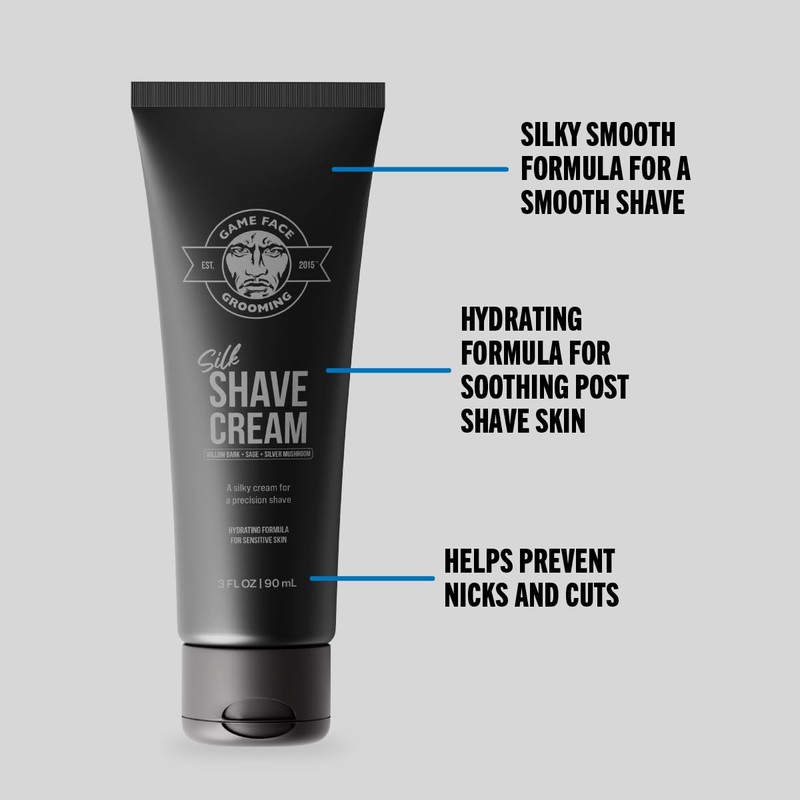 Game Face Silk Shave Cream, Hydrating Formula for Sensitive Skin,