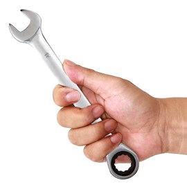 KINJOEK 1 PCS 17mm 12PT Ratchet Wrench, Metric Ratcheting Wrench Set with 5° Movement and 72 Teeth for Projects with Tight Space