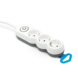Garza - Multi Base with 3 Plugs, 1.4 Metre Cable, Spade Connector, with Switch, Child Protection, White