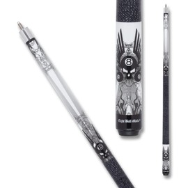 Eight Ball Mafia EBM01 Pool Cue - Black and White Grunge Graphic Eight Ball and Skulls - 21oz