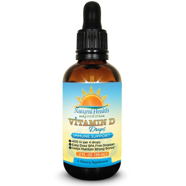 Vitamin D Drops for Baby, Kids and Adults - Pure Liquid D3 - Easy Dose Dropper - 2 Ounce Supply from Natural Health Goodies