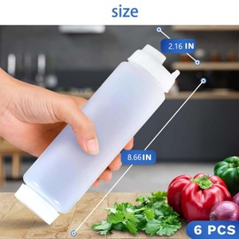 6PCS 16oz Inverted Plastic Squeeze Bottles,Condiment Squeeze Bottles for Sauces, Refillable Large Valve Dispenser Ketchup Sour Cream Squeeze Bottles for Restaurants Catering