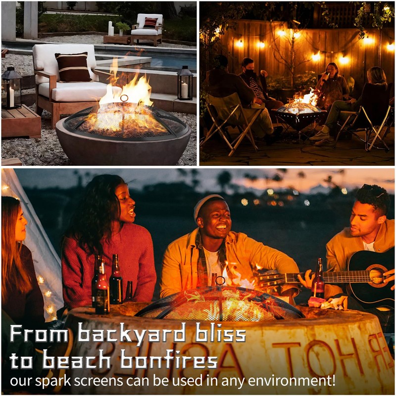 Fire Pit Spark Screen, Outdoor 27 Inch Round Fire Pit