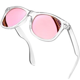 KANASTAL Sunglasses for Women Polarized Sunglasses Clear Frame Pink Sunglasses UV400 Protection Ladies Sun Glasses Lightweight for Traveling Driving Party