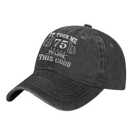 RNFENQS It Took Me 75 Years to Look This Good Embroidered Baseball Hat, 75th Birthday Gifts for Men Women Black