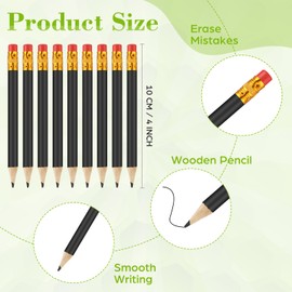 50 Pcs 4 Inch Mini Golf Pencils with Erasers Bulk Pack of Wooden Pencils for Parties Weddings School and Offices (Black)