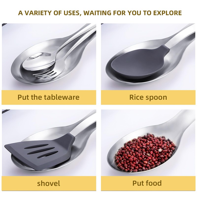 Large Stainless Steel Spoon Rest for Kitchen Counter - Rustproof