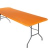 Fun Express Rectangle Fitted Plastic Tablecloth Orange, 6 Ft
