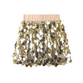 WELAKEN Sparkly Sequin Tight-Fitting Skirt with Short Lining for Girls Toddler & Kids II Little Girl's Elastic Waistband Mini Pencil Skirts,12Y