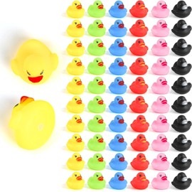 DERAYEE Pack of 50 Yellow Mini Bath Ducks Floating Bath Toy Set Classic Squeaky Duck for Children Shower Birthday Party Item