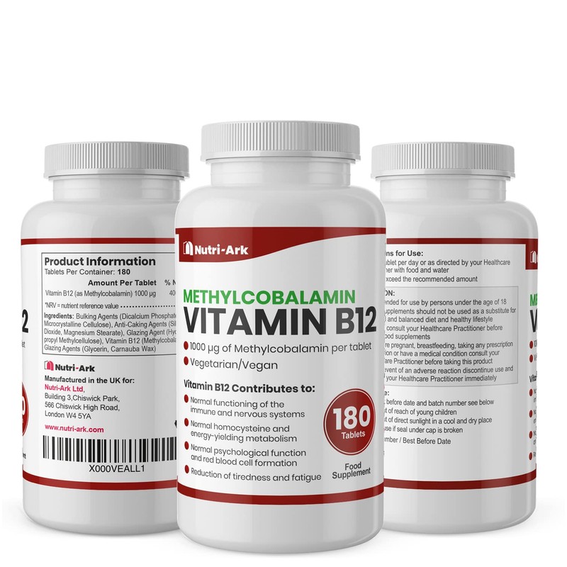 Vegan Vitamin B12 Methylcobalamin 1000mcg 180 Tablets (6 Months Supply)