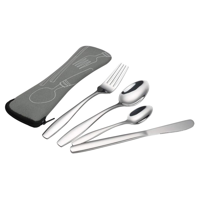 Ortodayes 4 Piece Portable Flatware Service for 1 Person, Hiking