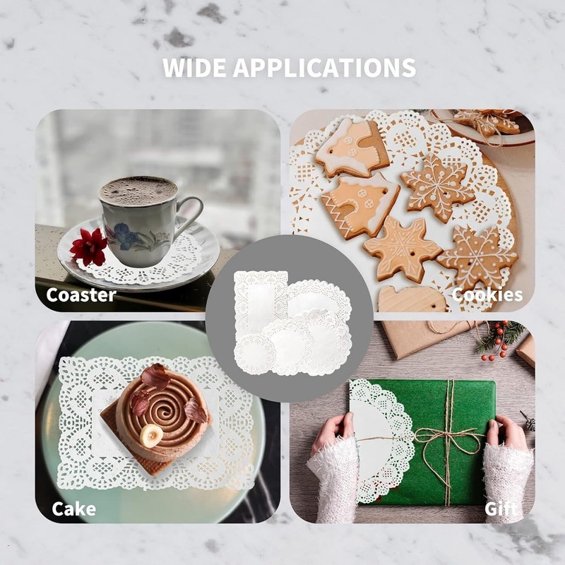 WADY 250Pcs Disposable Lace Paper Doilies for Food White Decorative