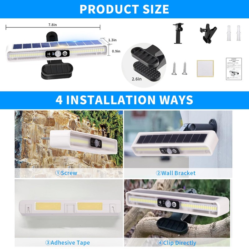 sunlight encounter Clip On Solar Motion Lights Outdoor Waterproof, 4