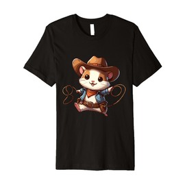Western Rodeo Cowboy Outfit Hat Hamster Texas Animals Premium T-Shirt