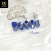 Blue Diamond Handmade Nail Tips - Short Straight Coffin /