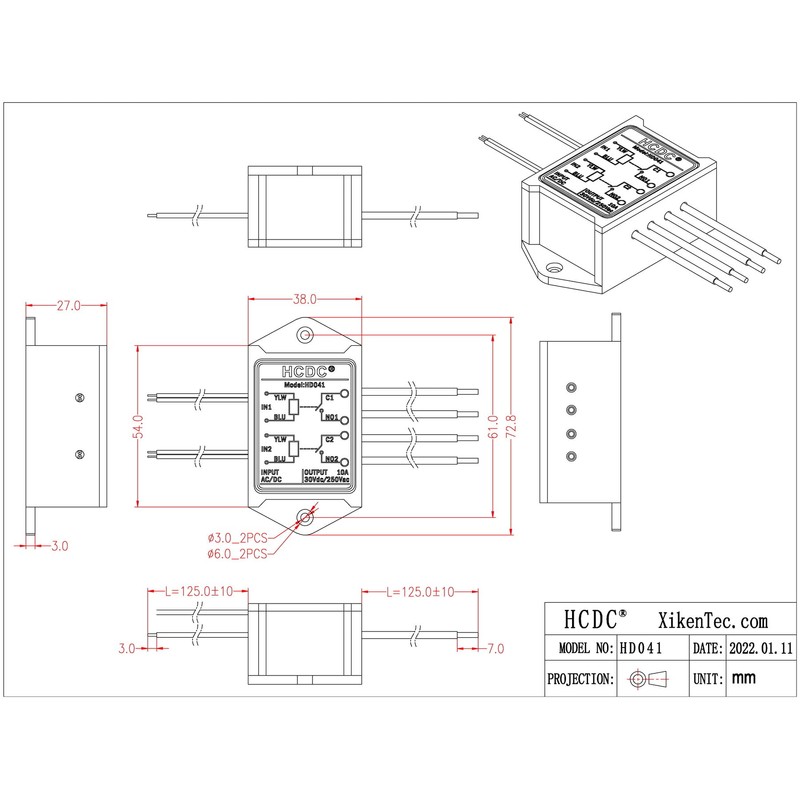 Dual SPST-NO 10 Amp Power Relay Module (AC/DC 5V)