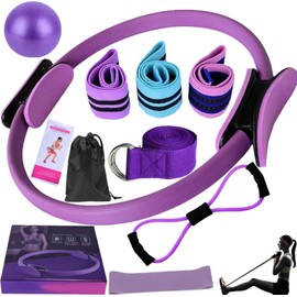 Equipo de Pilates para Entrenamientos en Casa, Kit De 11 Pilates En Casa, Pelota de Yoga de 25 cm, 8 Formas de Goma para Yoga, Bandas de Resistencia, Perfecto para Hacer Ejercicio en casa