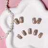 Light Brown Glitter Press on Nails Short Square Shape Sparkling