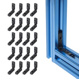 POWERTEC L-Shape Interior Inside Corner Connector Joint Bracket (20 Sets) – Fits T-Slot and V-Slot Profile Aluminum Extrusion, Ideal for CNC Machines, 3D Printer Frames, Custom Enclosures (74006)