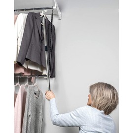 Forzaddik Adjustable Dressing Stick with Sock Aid & Zipper Puller - 17-26 Inch Extendable Dressing Aids for Elderly, Disabled - Stainless Steel Assistive Device