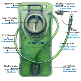 TANNOZHE Hydration Bladder 2Litre Water Bladder Leak Proof Water Reservoir,BPA Free Hydration Pack Replacement,Sports Travel Reservoir Hydration Bag Pack Hiking,Outdoor-Green