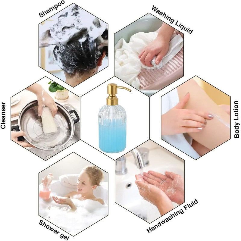 Mekoly Gold Glass Soap Dispenser with Rust Proof Metal Pump,