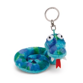 NICI Zsazsa Snake Key Ring 10 cm Blue Plush Companion Cuddly Toy Pendant with Key Ring for Lanyard, Key Ring and Key Holder