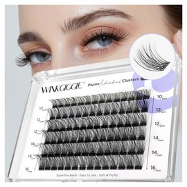 Winkgiggle Lashes Clusters Natural Look 84Pcs Wispy Lashes Reusable Super Thin Band & Soft Individual Volume Faux Mink Lashes(703D+)
