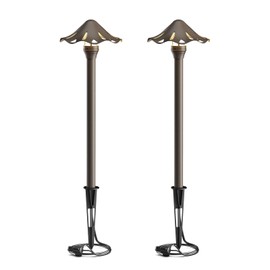 GOODSMANN 2PK Outdoor Low Voltage Pathway Lights 3W Metal Landscape Lighting Kit 180 Lumen 3000K Warm White LED 12 Volt Hardwired Path Lights with Connector and Stake