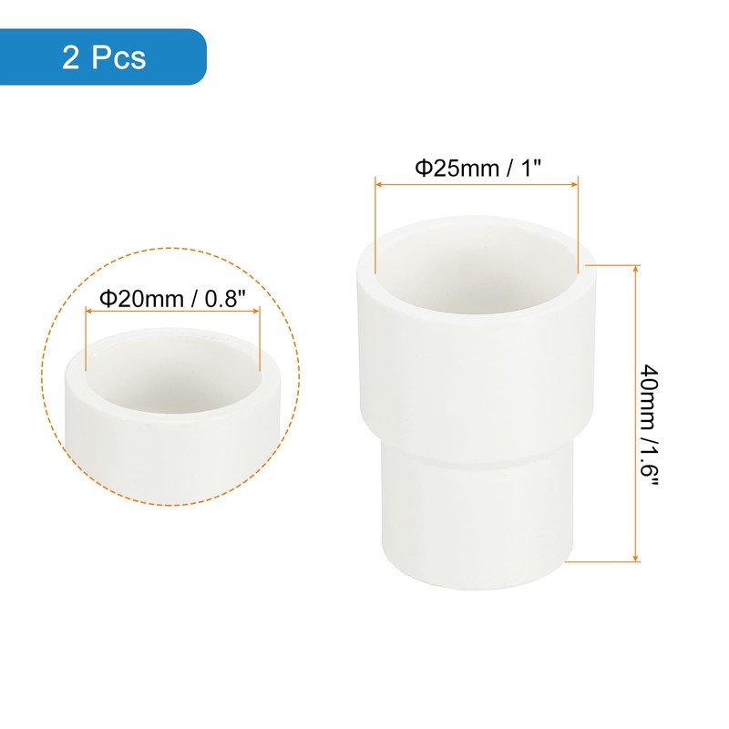 uxcell 2 Pcs UPVC Reducer Pipe Fitting, 3/4"x1/2" PVC Straight