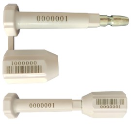 ISO/PAS 17712: 2013 compliant high security bolt seals with unique barcode& serial number for Cargo Containers and Truck Trailers, Cargo Container Seals (10pcs, White, Model: HSS-011)