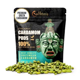 Eletary Premium Organic Guatemalan Green Cardamom Pods - Four Premium Green, All Natural, Vegan, Gluten-Free, Non-GMO - Flavor Enhancer Ideal for Indian Cuisine, Baking, Meat, Coffee & Tea (4 oz)