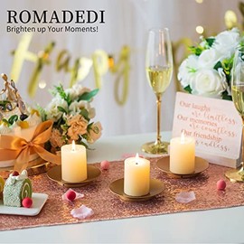 Romadedi Portavelas de Hierro, Portavelas de Oro para Pilar, Juego de 12 Pequeños Portavelas de Metal para Decoración de Mesa de Café, Boda, Fiesta, Decoración del Hogar
