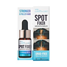 KISS Colors & Care Spot Fixer Growth Serum, Biotin & Caffeine-Infused Hair Treatment for Thinning Hair, Strengthens & Thickens, Nourishes Follicles, Fast-Absorbing, 12mL (0.4 fl. oz.)