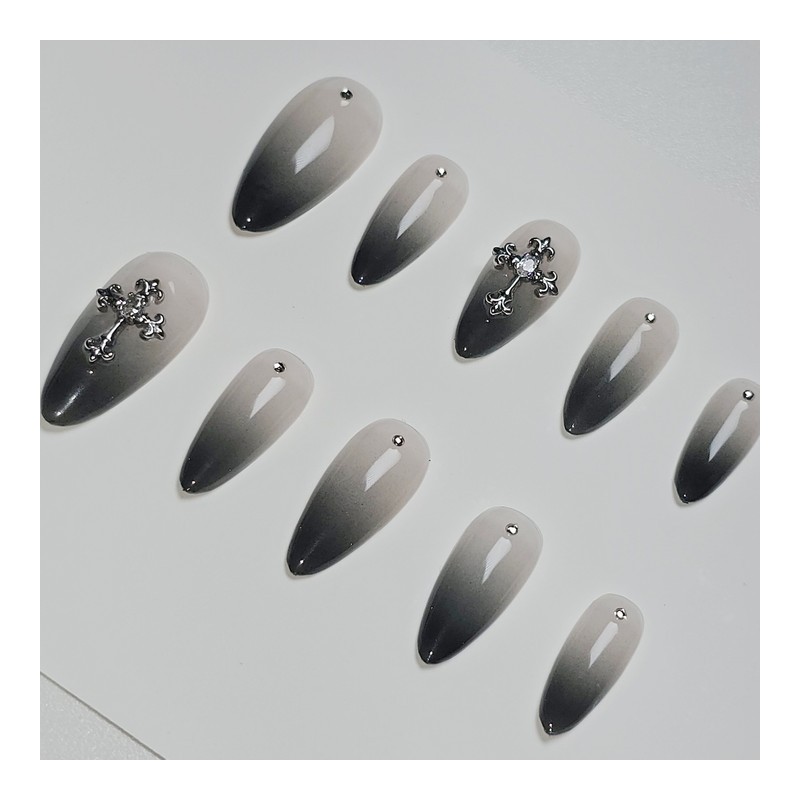 Daily ChicBlack Veil [Handmade Nail Tip] Emily Nail - Short
