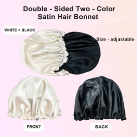 Satin Hair Cap, Large Double-Sided Satin Silk Hood for Sleeping, Adjustable Silk Cap, Hair Protect Hair Cap for Women and Men, beige