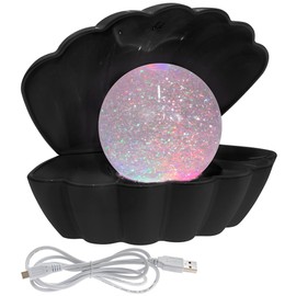 L & P Home & Gifts Lesser & Pavey Black Glitter Pearl Seashell Colour Changing Mood Light