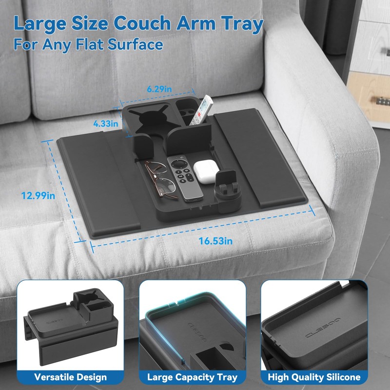 Couch Arm Cup Holder CLESOO Couch Arm Tray Anti-Slip Couch