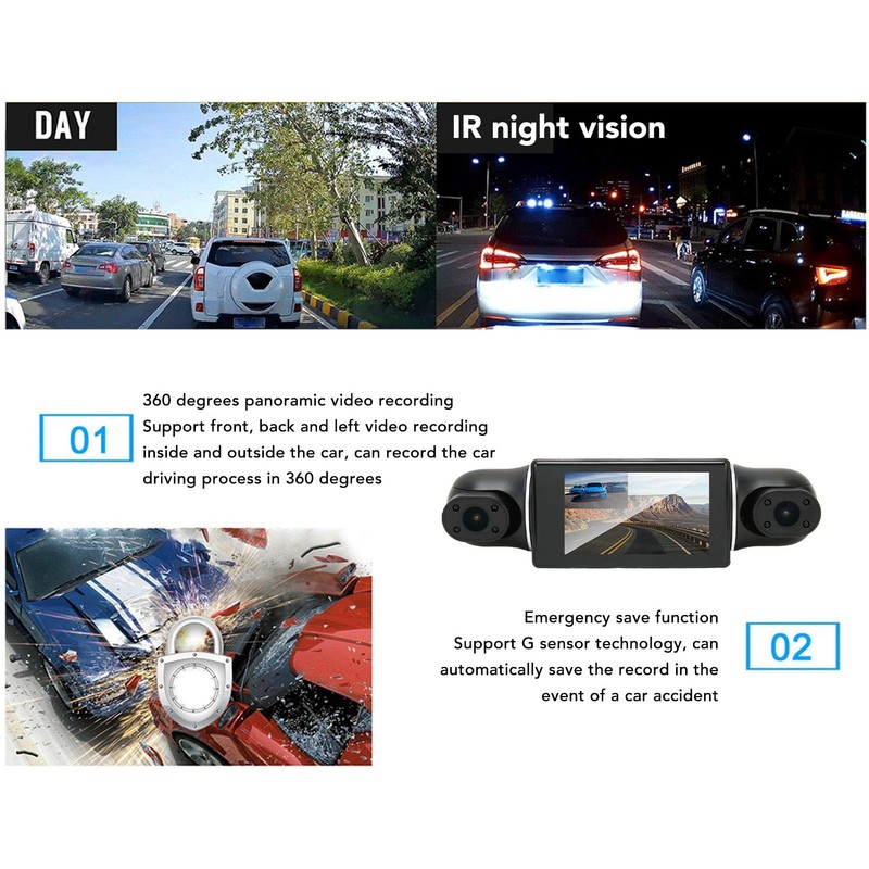 Dash Cam Front and Rear, 4 Channel Camera Car Recorder
