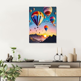 QACEYID Diamond Painting Kits Colorful Hot Air Balloons Cozy Autumn Full Circle Gemstone Crystal Crafts, for Adults, for Room Decor and Home Decor Relaxing Gifts 12x16 Inch