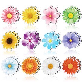 Xuhal 24 Pieces Flower Magnets Magnetic Flowers Seasonal Daisy Sunflower Magnet Decals Removable Colorful Magnets for Fridge Car