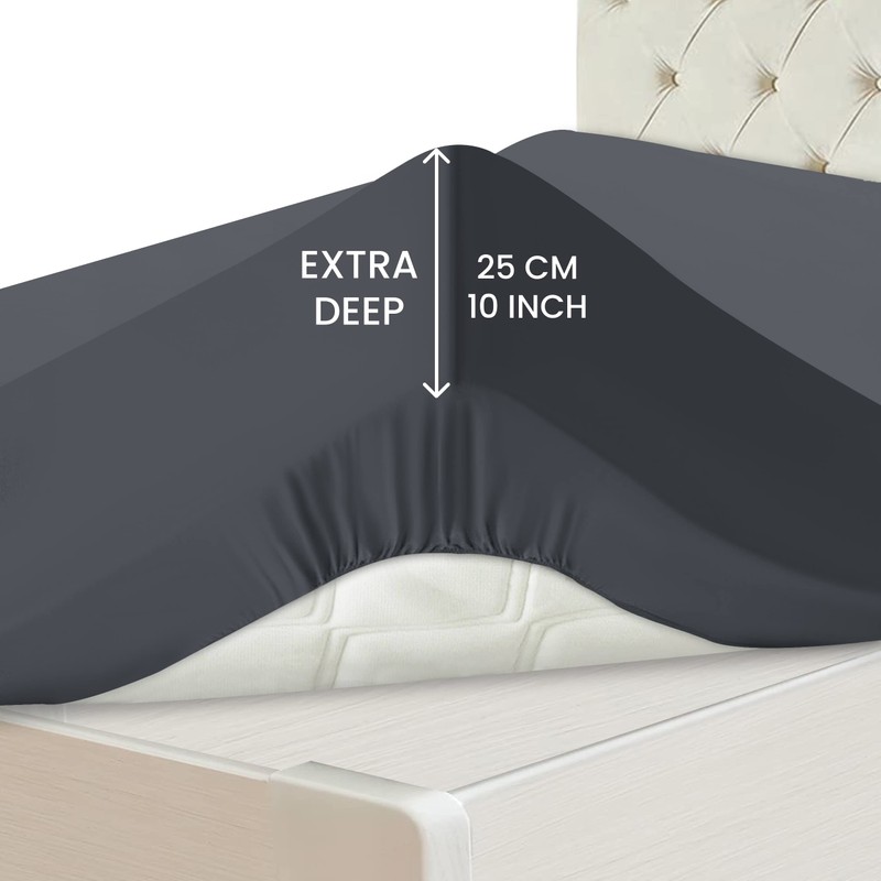 Hafaa Super King Fitted Sheet – Charcoal/Dark Grey Soft Brushed