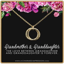 Grandmother & Granddaughter • Unique Gift for Grandma • Infinite Love • Silver • Intentional Keepsake Jewelry - Hammered Linked Infinity Ring Necklace 14k Gold